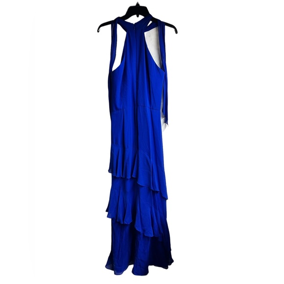 Theia Tiered Silk Long Gown Lapis Blue Formal Dress Mother of Bride Size 10 - Picture 3 of 4